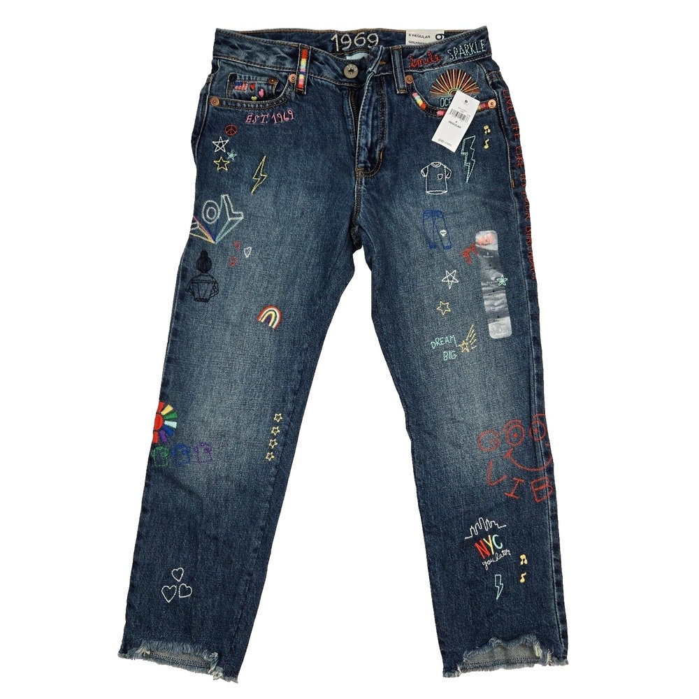 Gap 1969 Girls Limited Edition Embroidered Blue Jeans Sz‎ 8 NWT